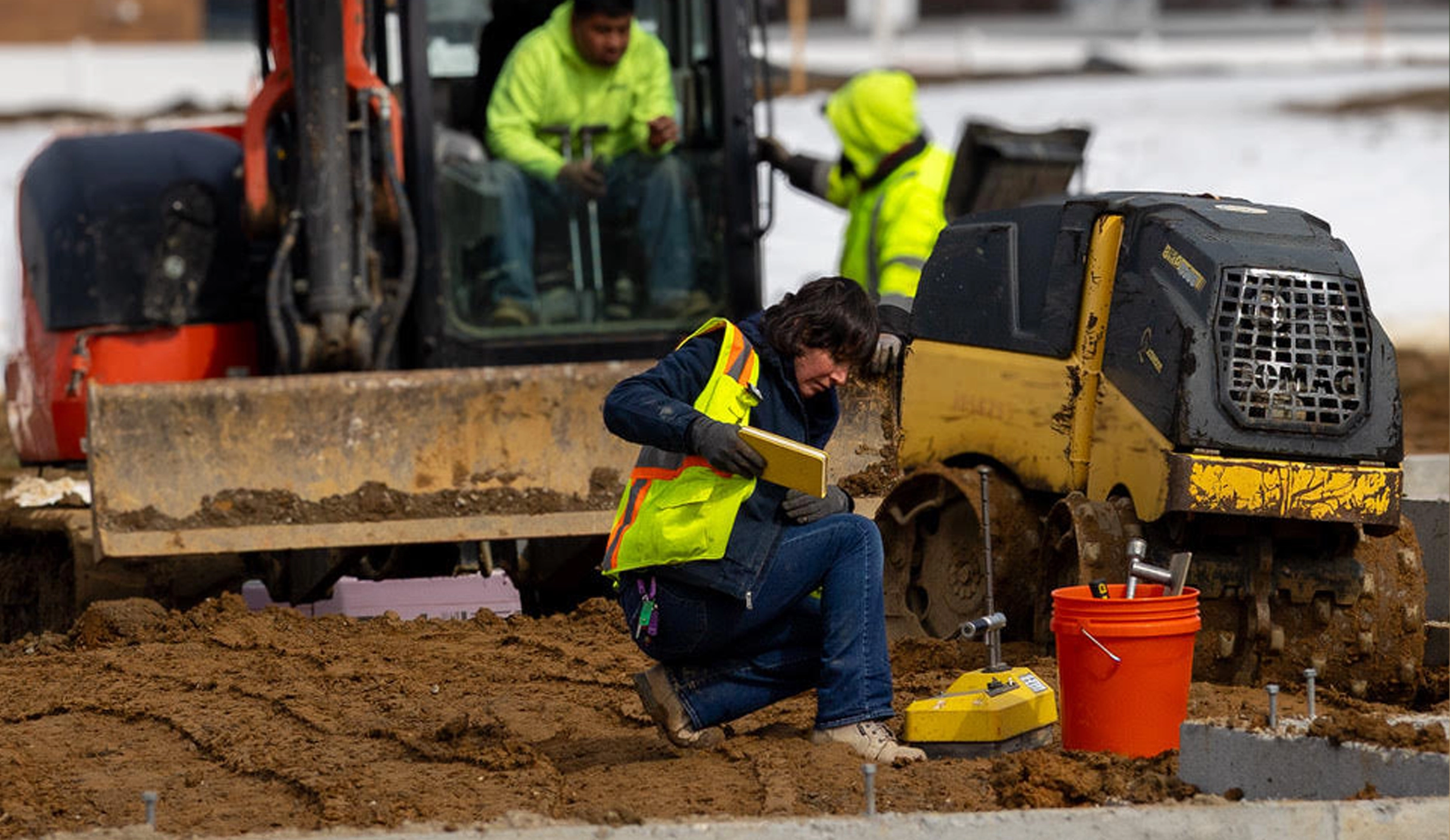 Ingram Engineering field technician performing construction materials testing on an active project site in Pennsylvania