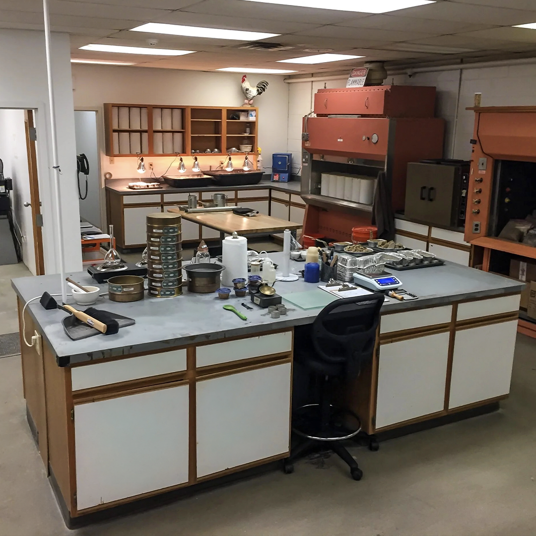 Interior of Ingram Engineering’s independent soil and construction materials testing laboratory in West Chester, PA, showing testing equipment and workstations.
